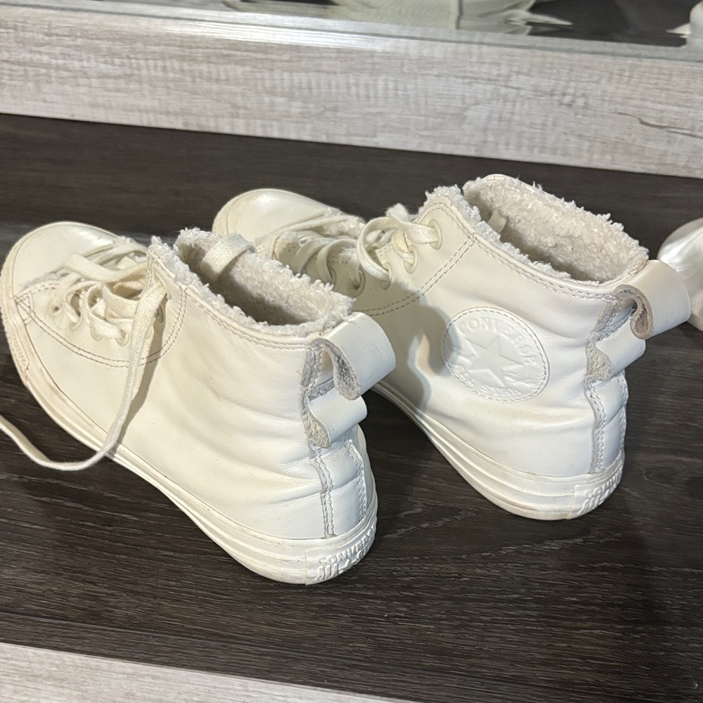 Converse Cream High-Top Sneakers with Fleece Lining